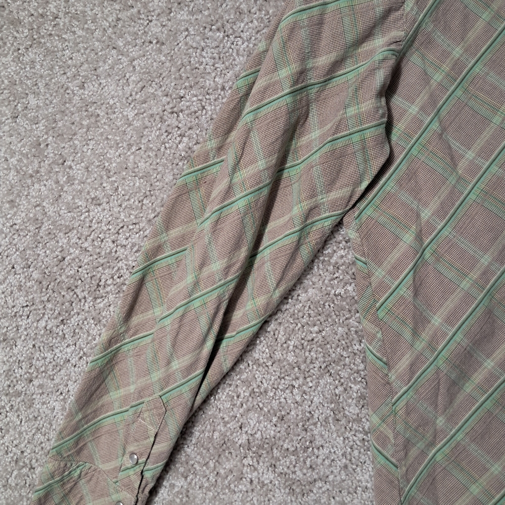 Ruff Hewn Womens Medium Pearl Snap Shirt Brown and Green Checkered - Picture 11 of 11